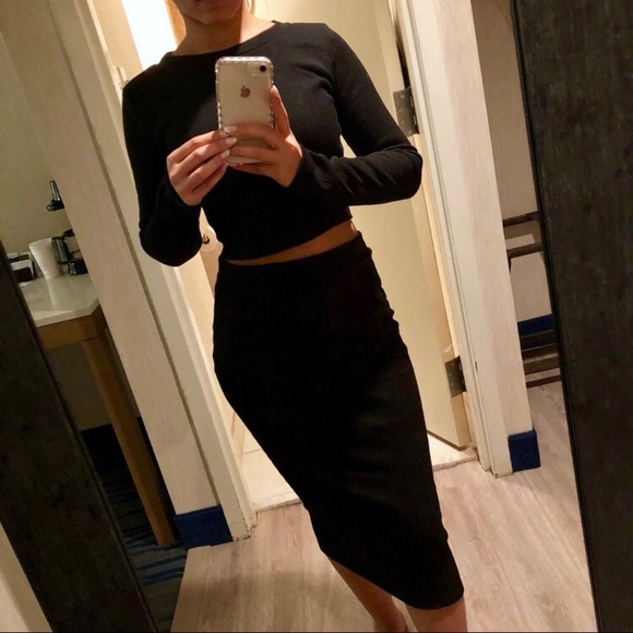 Dresses & Skirts - 🖤 Rib Knit Crop/Skirt Set NWOT